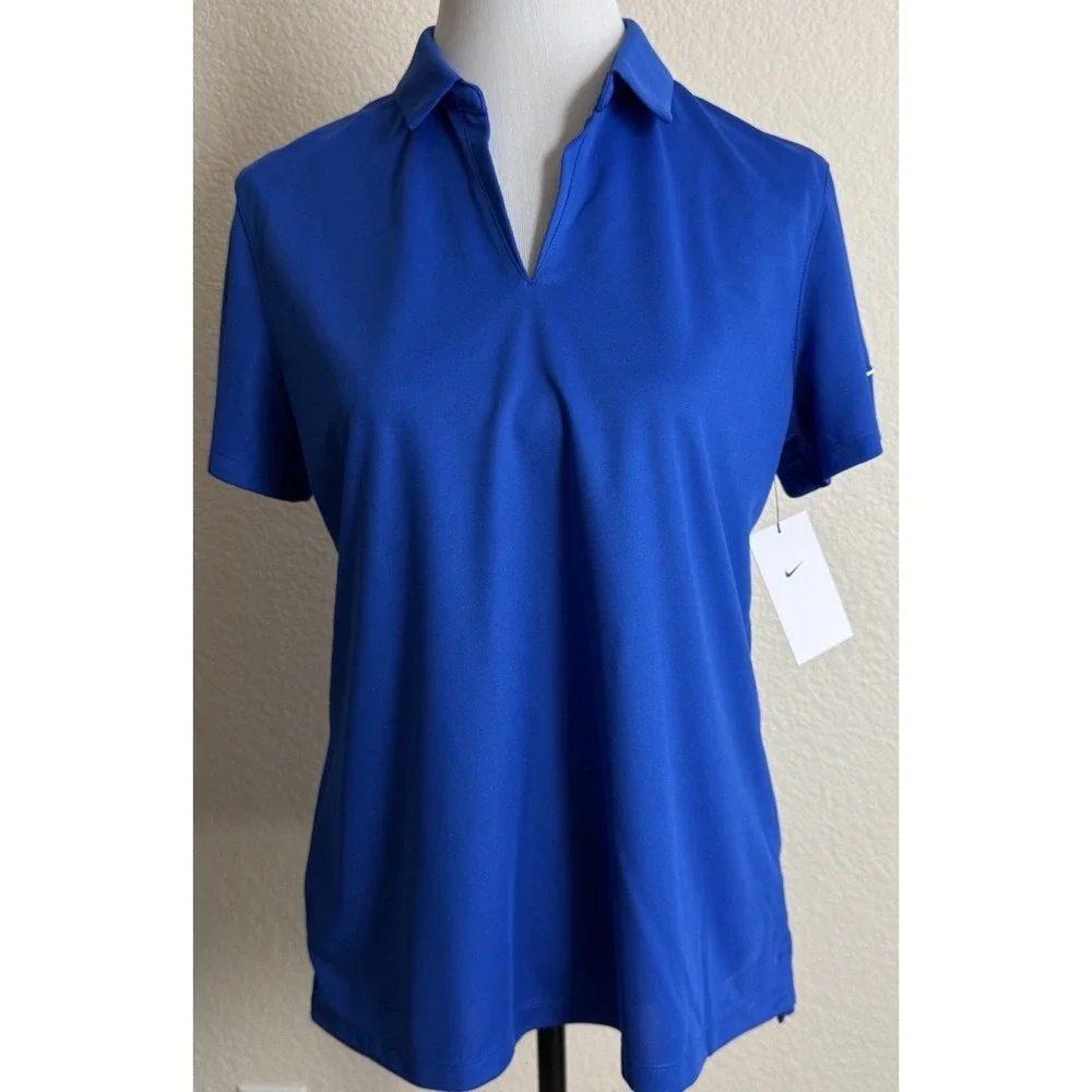 Nike Golf Dri FIT Micro Pique Shirt Large Womens Royal Blue‎ Brand New
